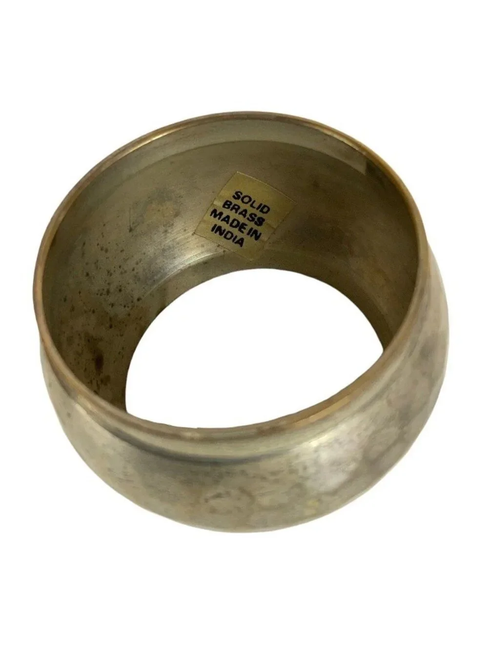 Hammered Silvertone Brass Napkin Rings Set Of 10 With Patina Finish Made In Indi